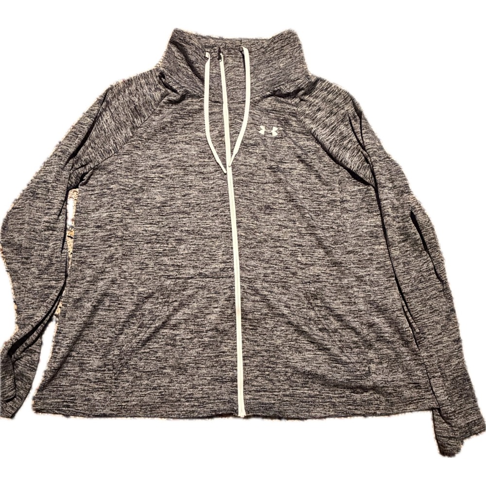 Under Armour HeatGear Womens XL Gray Space Dye Full Zip Jacket Mock Neck Loose
